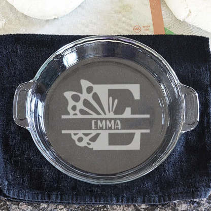 Personalized Pie Plate, Engraved Glass Pie Baking Dish, Christmas Present Wedding Gift