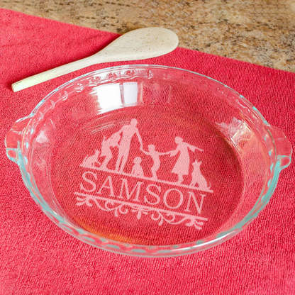 Personalized Pie Plate, Engraved Glass Pie Baking Dish, Christmas Present Wedding Gift