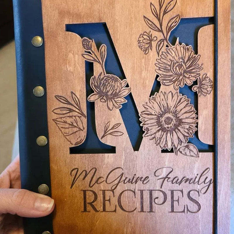 Custom Recipe Book, Family Heirloom Cookbook, Christmas Gift, Xmas gift for mum, Wooden Binder