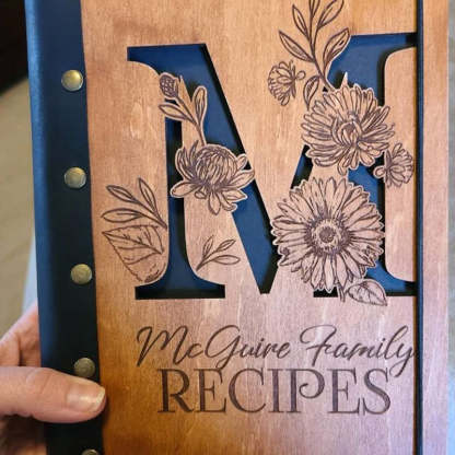 Custom Recipe Book, Family Heirloom Cookbook, Christmas Gift, Xmas gift for mum, Wooden Binder
