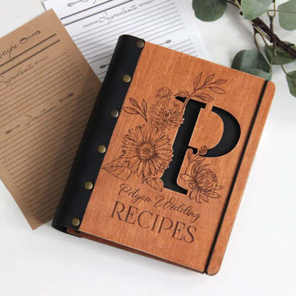 Custom Recipe Book, Family Heirloom Cookbook, Christmas Gift, Xmas gift for mum, Wooden Binder
