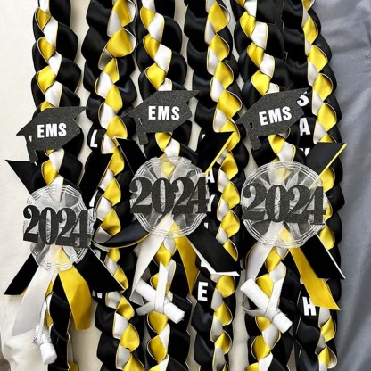 Braided 7/8" Ribbon Leis for Graduation/personalized name/ school colors