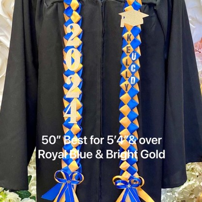 Braided 3/5" Ribbon Leis for Graduation/personalized name/ school colors