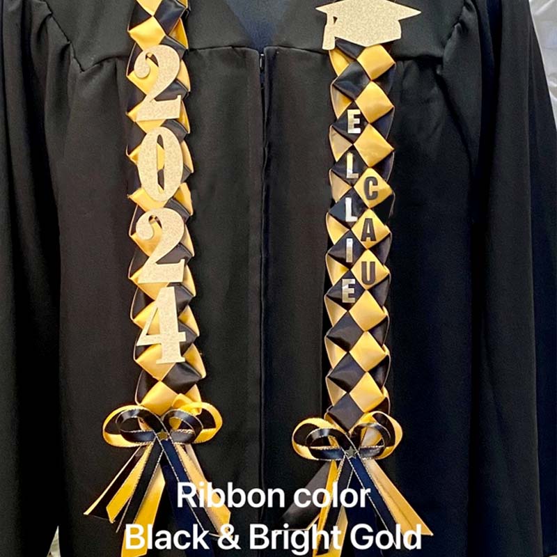 Braided 3/5" Ribbon Leis for Graduation/personalized name/ school colors