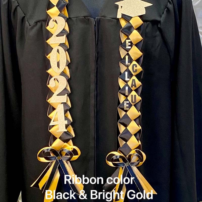 Braided 3/5" Ribbon Leis for Graduation/personalized name/ school colors