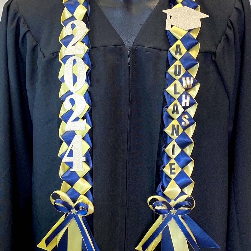 Braided 3/5" Ribbon Leis for Graduation/personalized name/ school colors