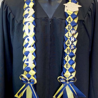 Braided 3/5" Ribbon Leis for Graduation/personalized name/ school colors