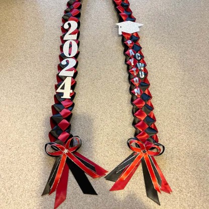Braided 3/5" Ribbon Leis for Graduation/personalized name/ school colors