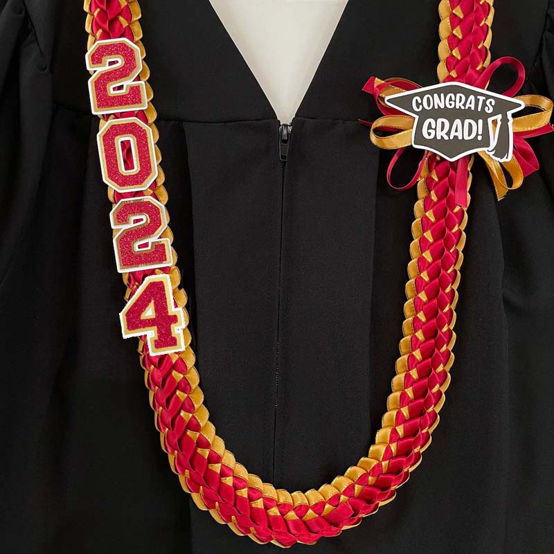Personalized 2024 Graduation Double Braided Ribbon Lei 