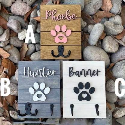 Personalized 8x6 3D Leash Holder Dog Lover Gift Housewarming Pet Gift