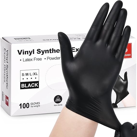Schneider Black Vinyl Exam Gloves