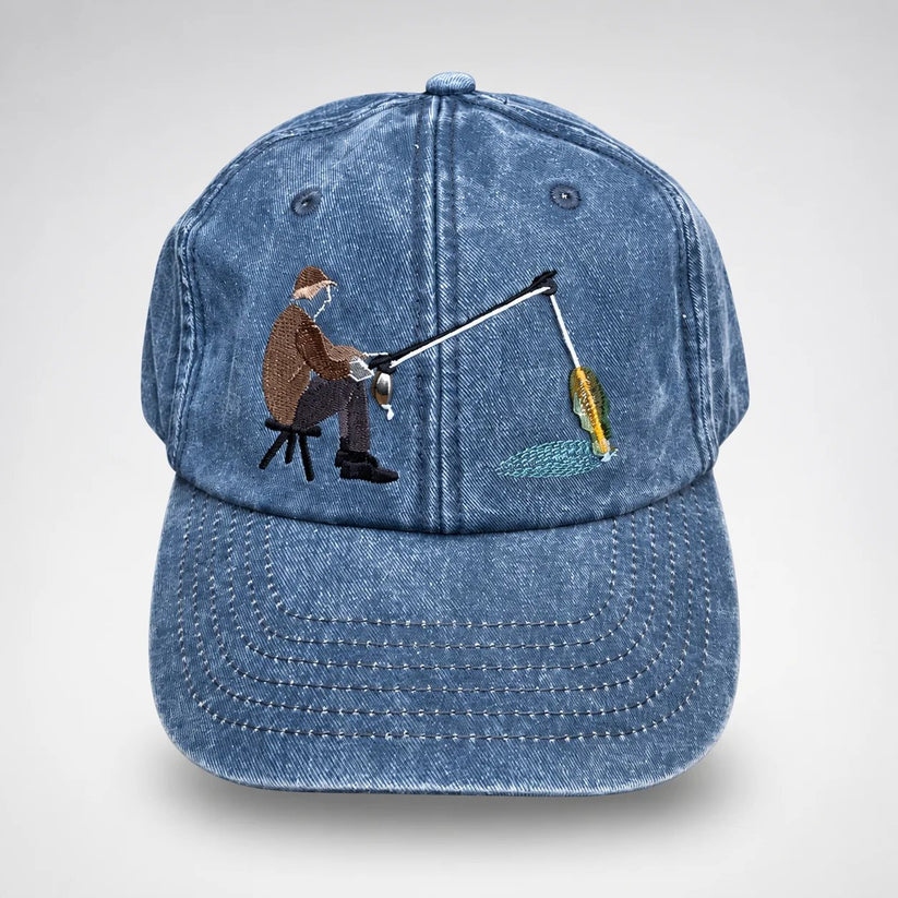🎣🧢 Catch of the Day Interactive Fishing Cap –🎁 Vintage Washed Moving Fish Hat-(free shipping)