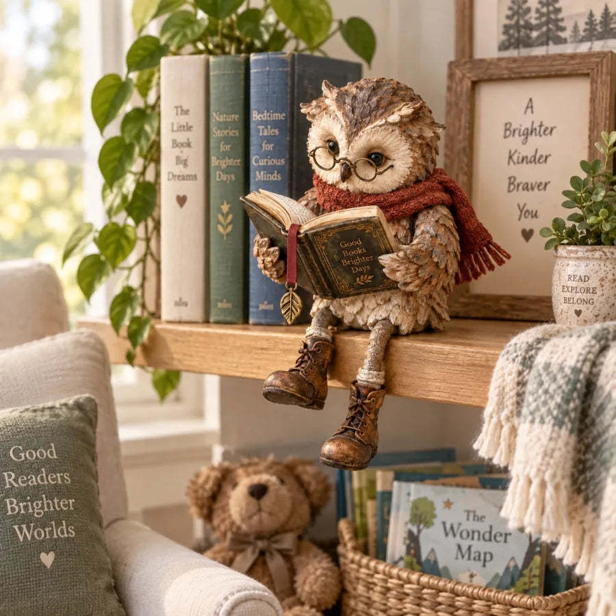 🎄Christmas📚Reading Owl Figurine🎁Buy More Save More(Free shipping)