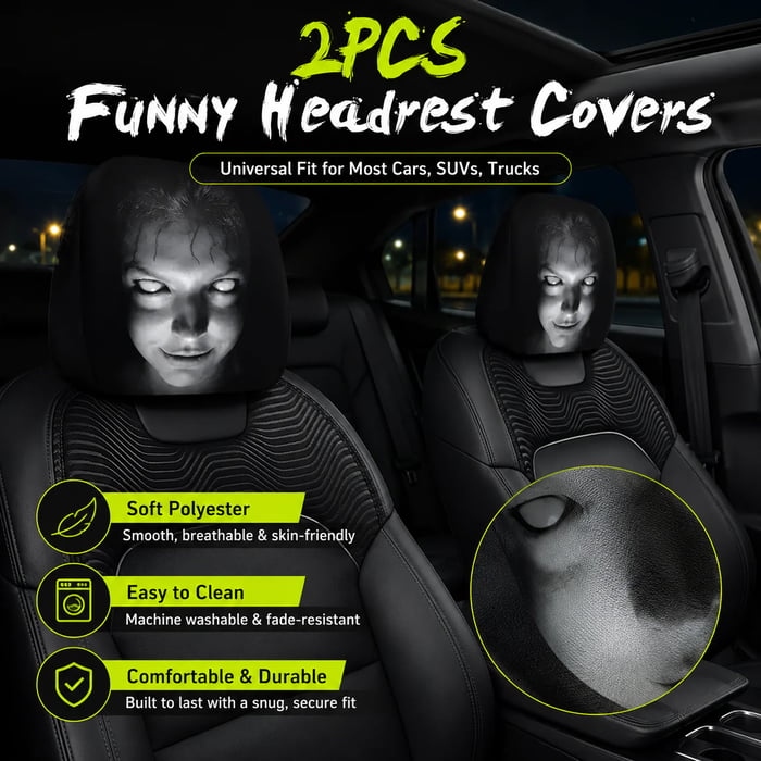 😆 Funny Cartoon Car Headrest Covers🚗