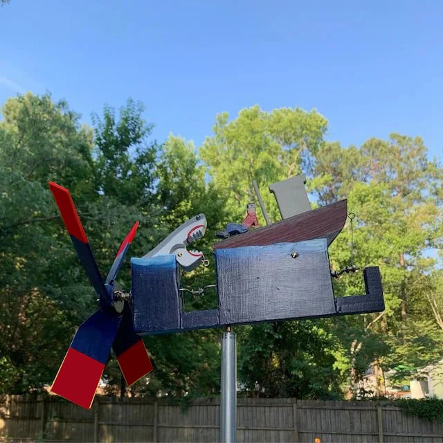 🔥Handmade Wooden JAWS Disaster Whirligig -Buy 2 Free Shipping