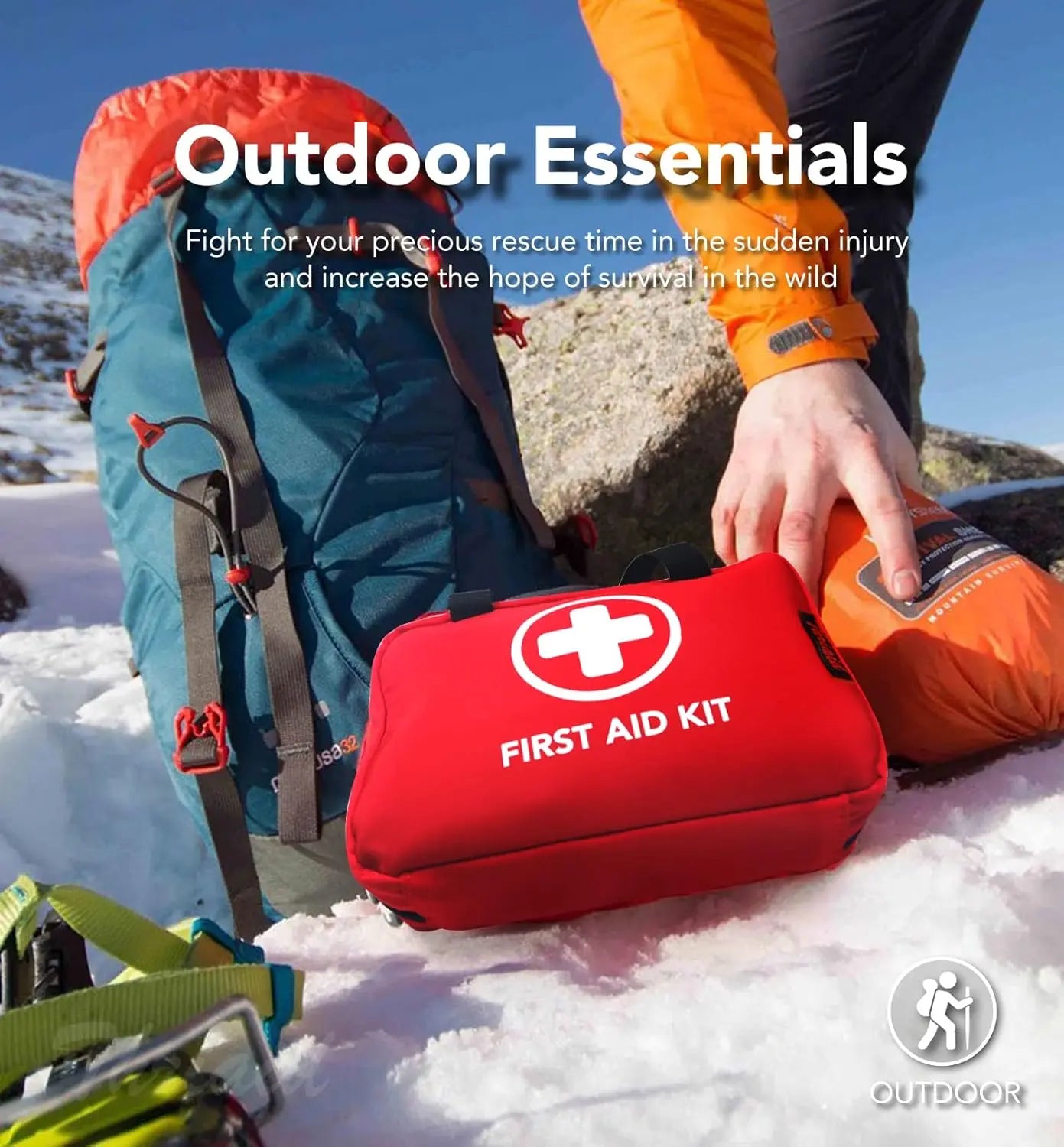 Water-resistant portable red first aid case