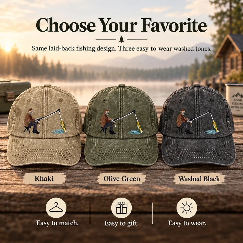 🎣🧢 Catch of the Day Interactive Fishing Cap –🎁 Vintage Washed Moving Fish Hat-(free shipping)