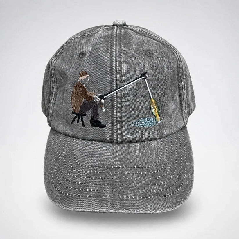 🎣🧢 Catch of the Day Interactive Fishing Cap –🎁 Vintage Washed Moving Fish Hat-(free shipping)