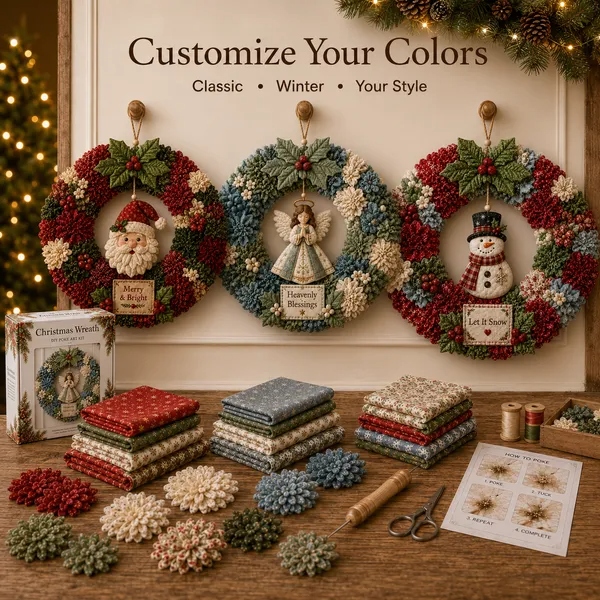 ✨ Make A Christmas Wreath You'll Be Proud To Display 🎄❤️ 3D Fabric Poke DIY Kit With Tutorial & Guide Included
