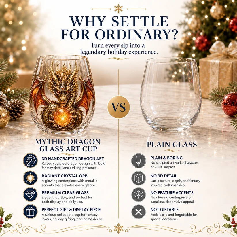 🐉✨ 3D Mythic Dragon Glass Art Cup | Luxury Raised Fantasy Glassware for Whiskey, Home Bar Décor & Legendary Gifts 🎁
