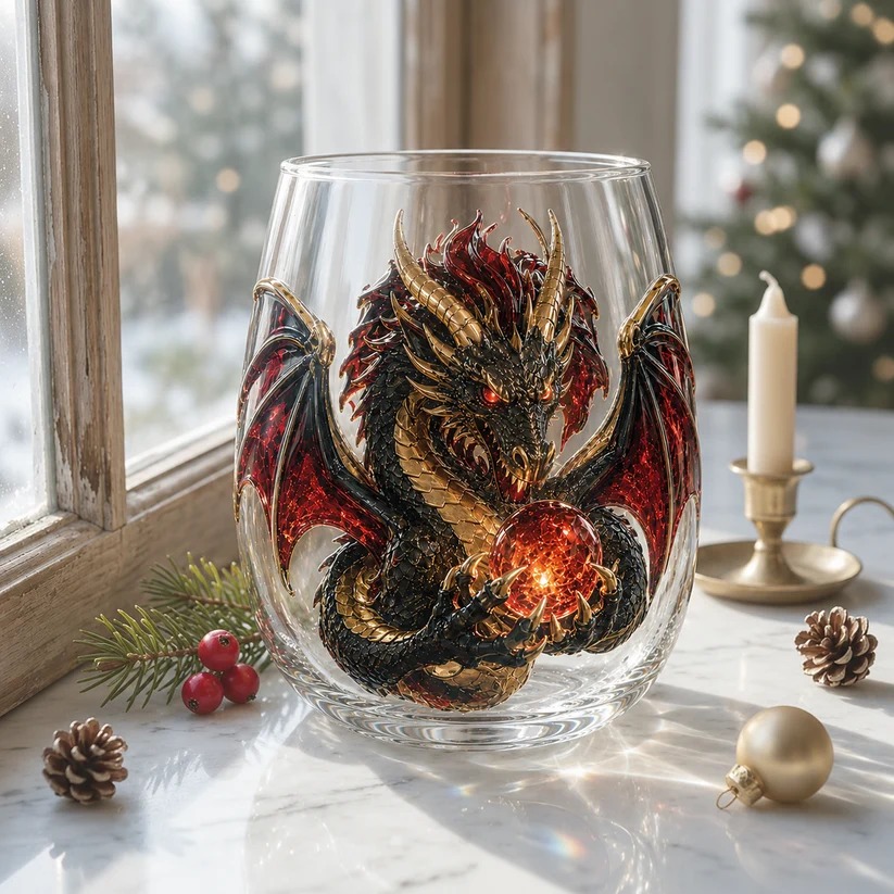 🐉✨ 3D Mythic Dragon Glass Art Cup | Luxury Raised Fantasy Glassware for Whiskey, Home Bar Décor & Legendary Gifts 🎁
