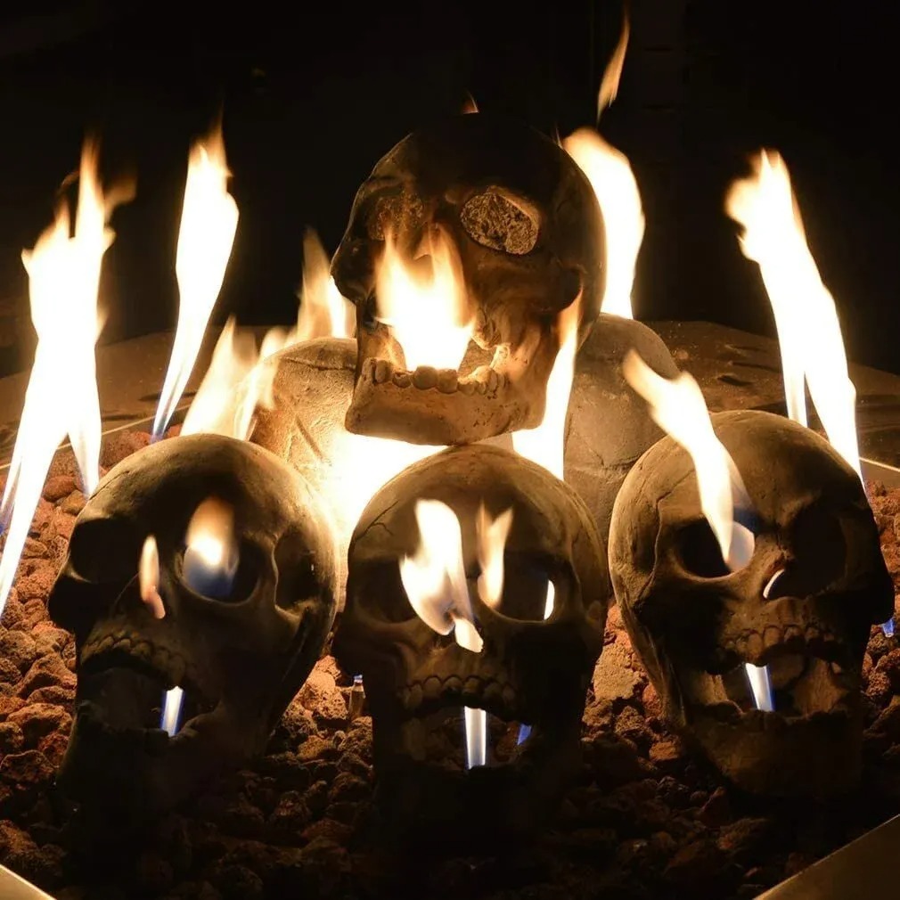 🎃2026 Halloween Hot Sale 🔥 Ceramic Fireproof Fire Pit Skull 💀
