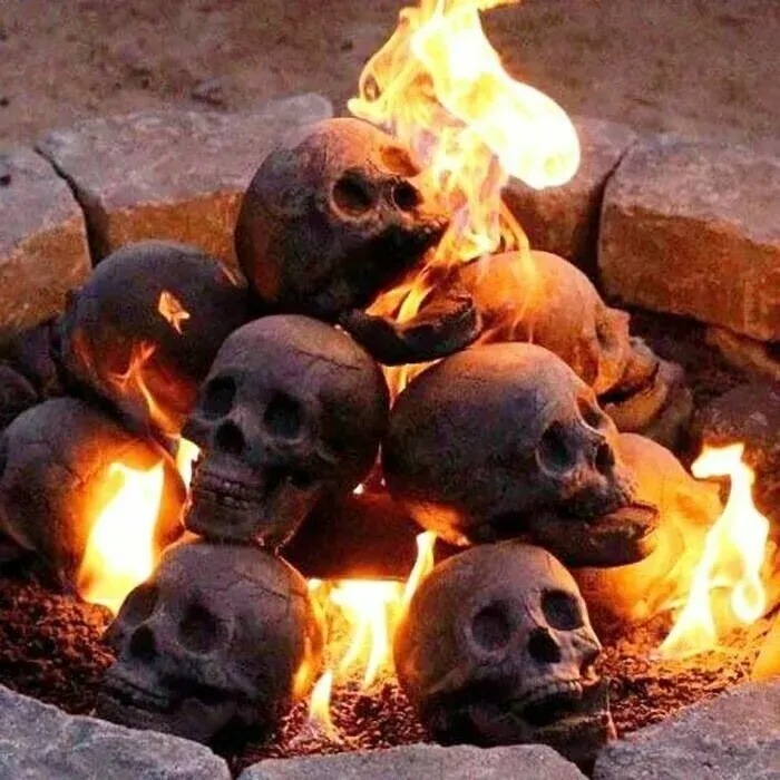 🎃2026 Halloween Hot Sale 🔥 Ceramic Fireproof Fire Pit Skull 💀