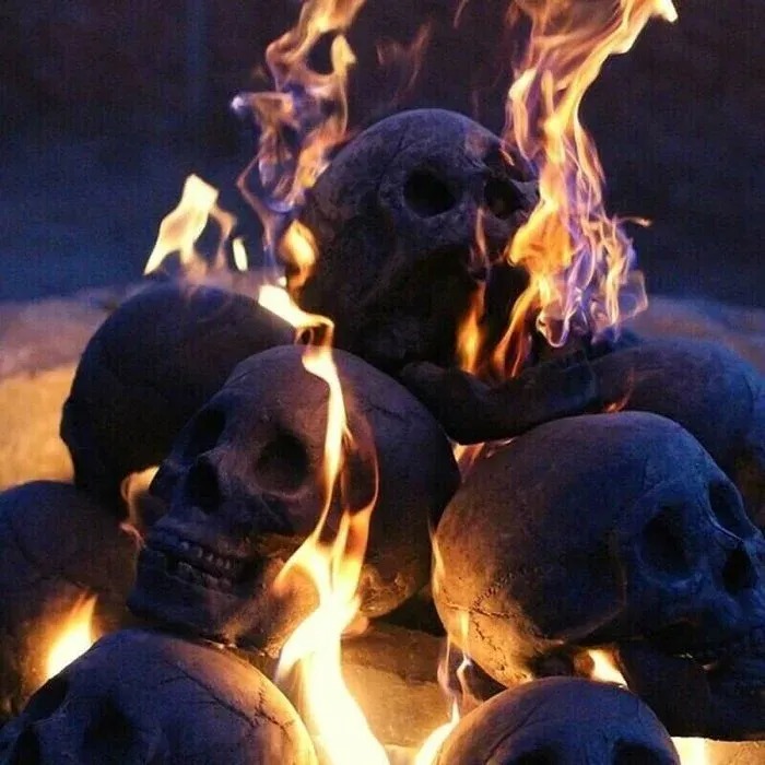 🎃2026 Halloween Hot Sale 🔥 Ceramic Fireproof Fire Pit Skull 💀