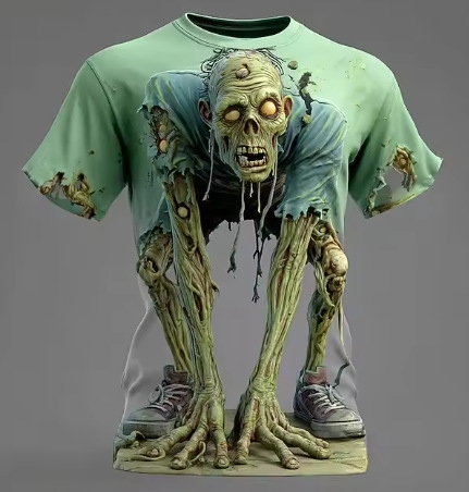 🎃Halloween Men's Optical Illusion Zombies 3D T Shirt Short🧟