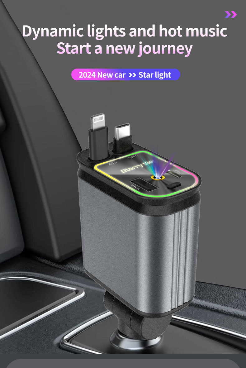 🔥Last Day 50% OFF🎄Upgraded Starry Light 5 in 1 Retractable Car Fast Charger-Buy 2 Free shipping