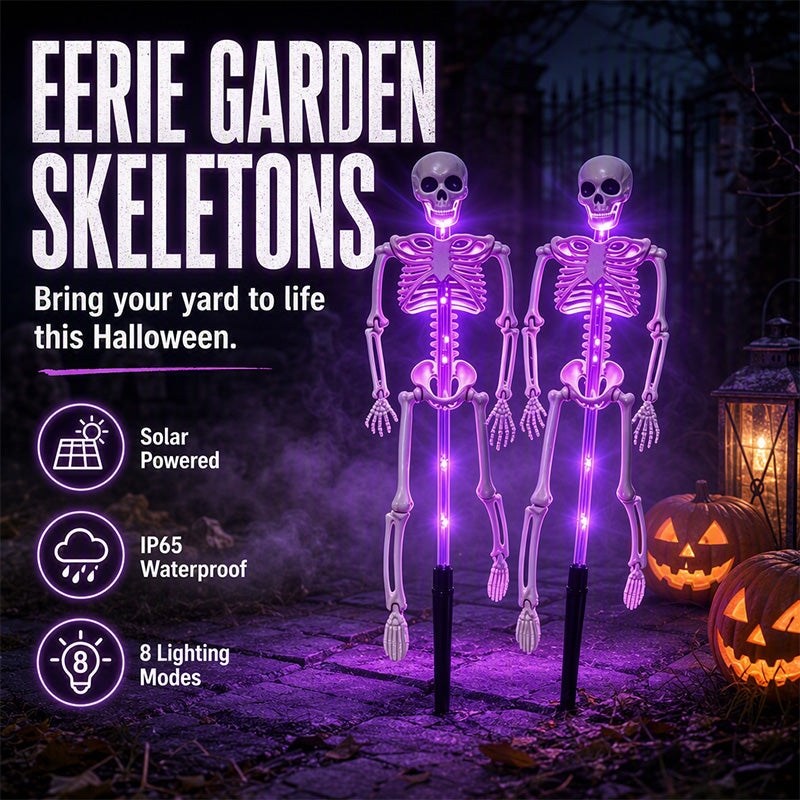 🎃💡💀Solar Skull Garden Lights with Eerie Color-Changing Glow 👻Ideal For Haunted Yard, Porch & Walkway! 🪦✅