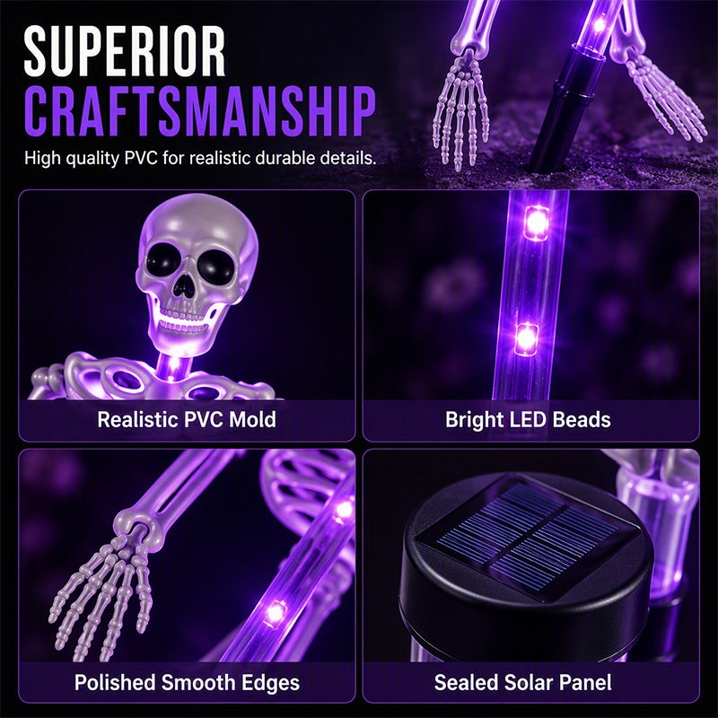 🎃💡💀Solar Skull Garden Lights with Eerie Color-Changing Glow 👻Ideal For Haunted Yard, Porch & Walkway! 🪦✅
