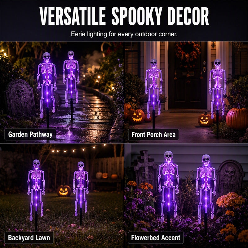 🎃💡💀Solar Skull Garden Lights with Eerie Color-Changing Glow 👻Ideal For Haunted Yard, Porch & Walkway! 🪦✅