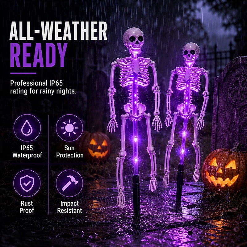 🎃💡💀Solar Skull Garden Lights with Eerie Color-Changing Glow 👻Ideal For Haunted Yard, Porch & Walkway! 🪦✅