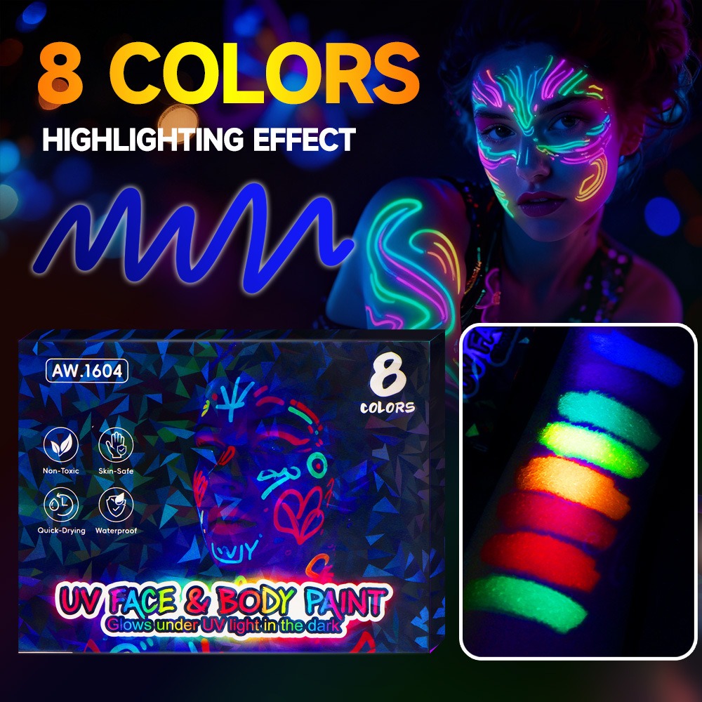 🥳2026 HOT SALE💞50K+ SOLD!🎁UV Glow Face and Body Paint Markers Set