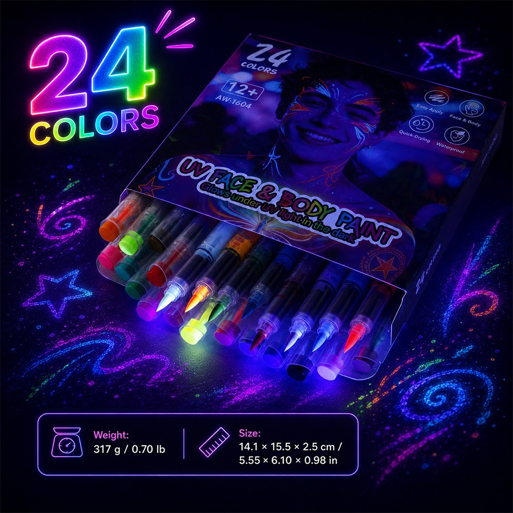 🥳2026 HOT SALE💞50K+ SOLD!🎁UV Glow Face and Body Paint Markers Set
