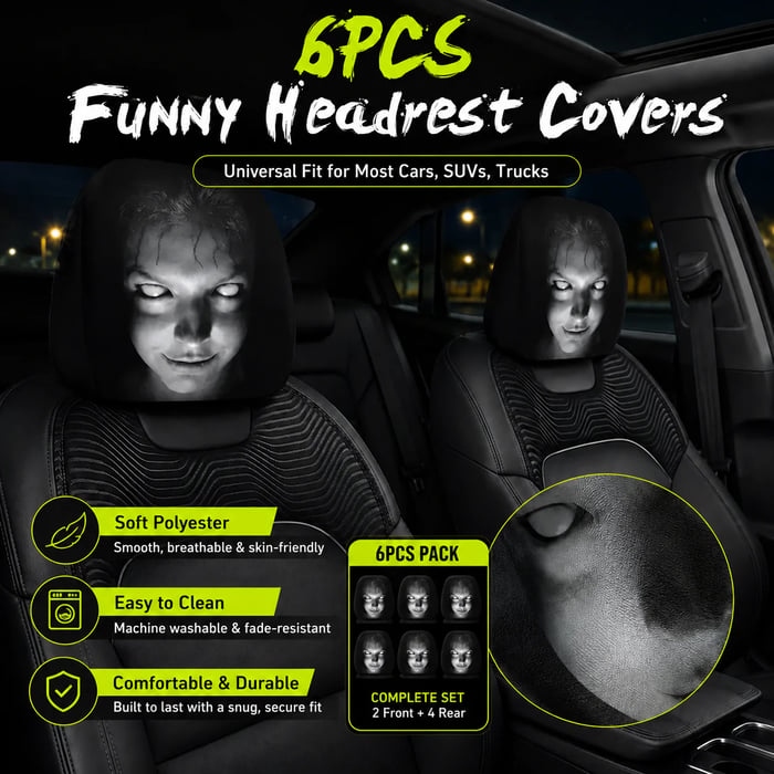 😆 Funny Cartoon Car Headrest Covers🚗