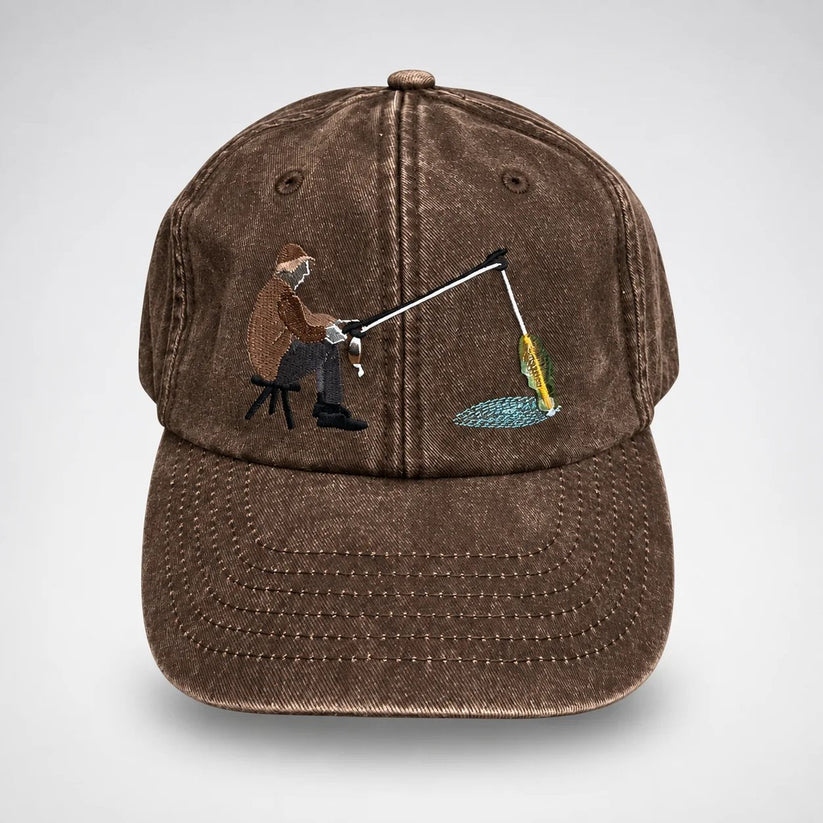 🎣🧢 Catch of the Day Interactive Fishing Cap –🎁 Vintage Washed Moving Fish Hat-(free shipping)