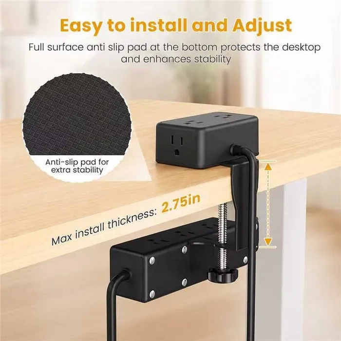 Clamp-On Power Strip ⚡ – 10 Ports, 20W Fast Charge, Zero Desk Clutter