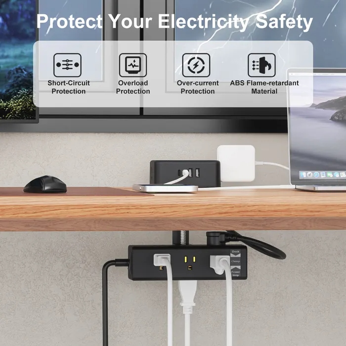 Clamp-On Power Strip ⚡ – 10 Ports, 20W Fast Charge, Zero Desk Clutter