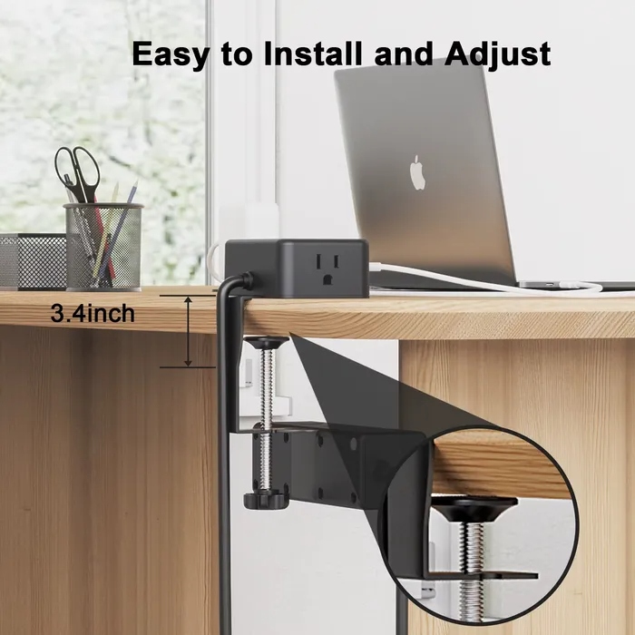 Clamp-On Power Strip ⚡ – 10 Ports, 20W Fast Charge, Zero Desk Clutter