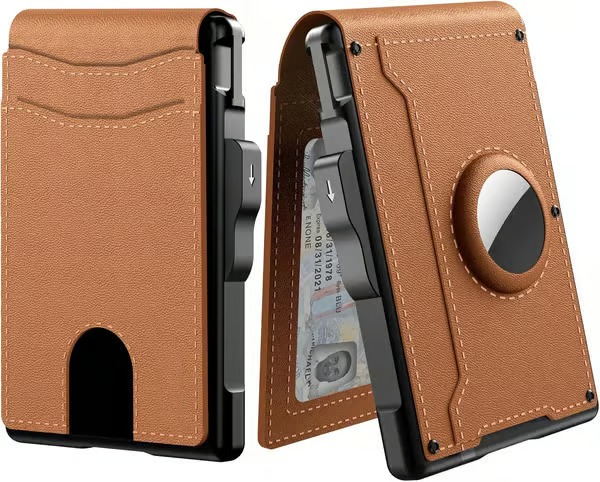 🔥Wallet for Men - with Pop Up Aluminum Case Money Clip Slim Leather Slots Credit Card Holder Bifold Minimalist Wallet