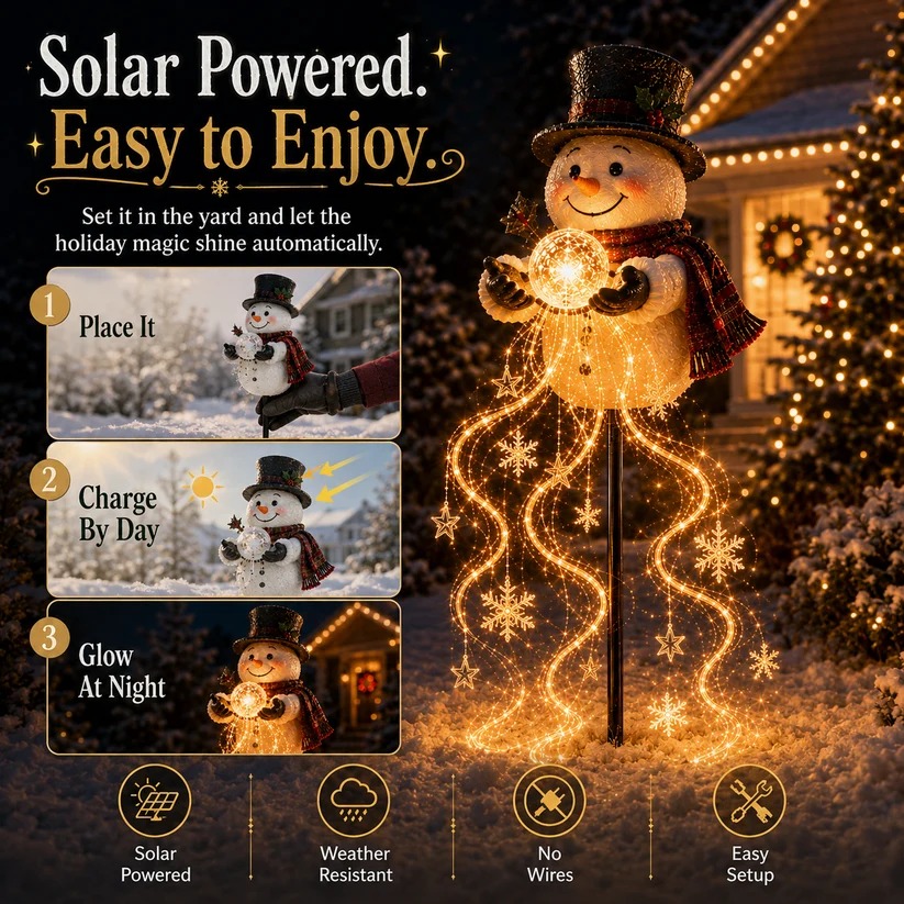 🎄 Snowman Magic Fountain-Flowing Snowflake LED Christmas Garden Light❄️