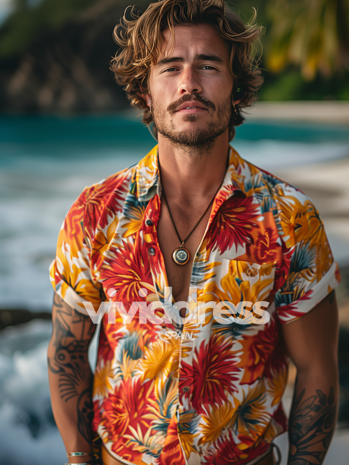 Men's Floral Print Beach Summer Holiday Short Sleeve Shirt