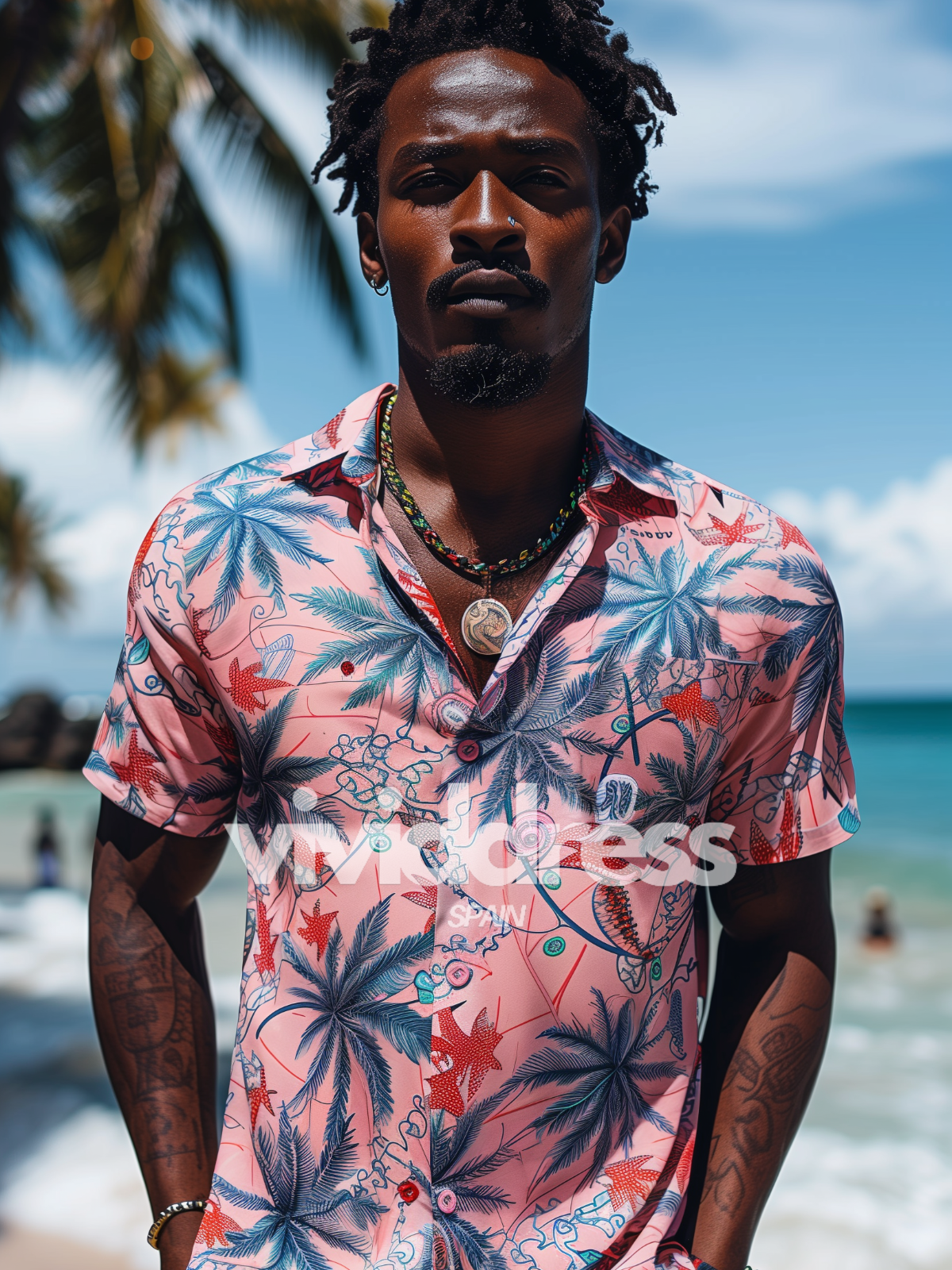 Men's Floral Print Pink Beach Summer Holiday Short Sleeve Shirt
