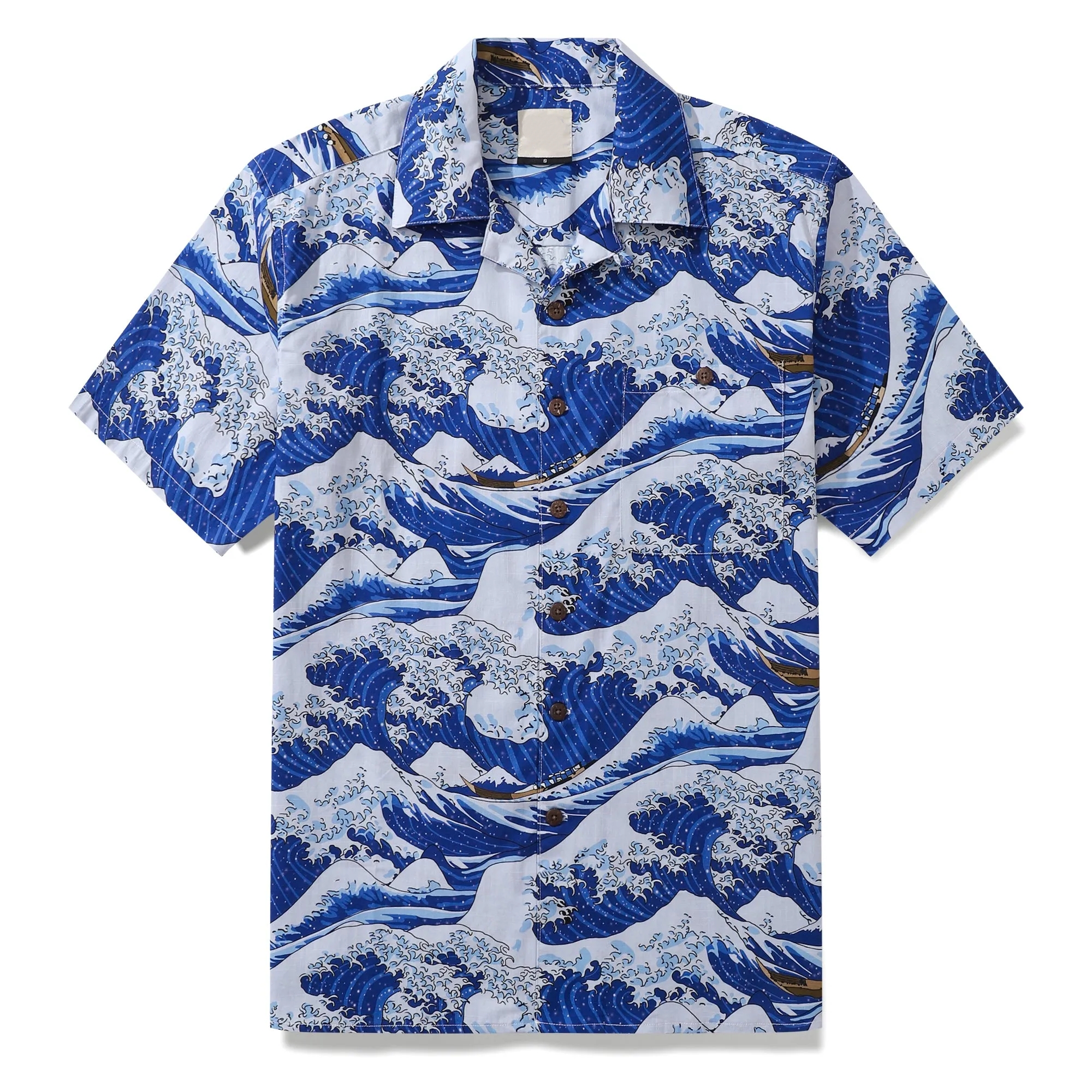 Men's Ocean Waves Hawaiian Holiday Short Sleeve Shirt