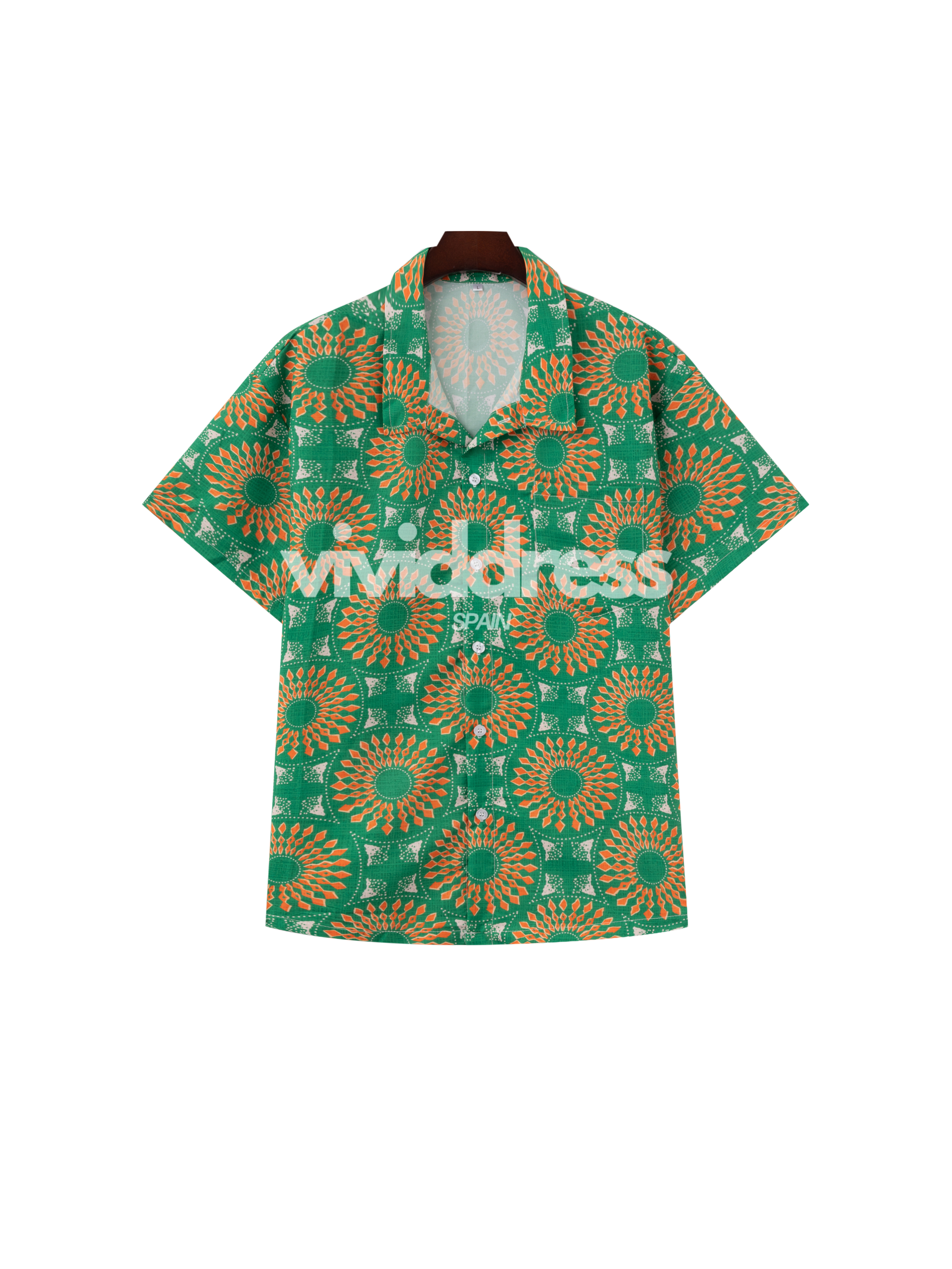 Men's Floral Print Green Hawaiian Holiday Short Sleeve Shirt
