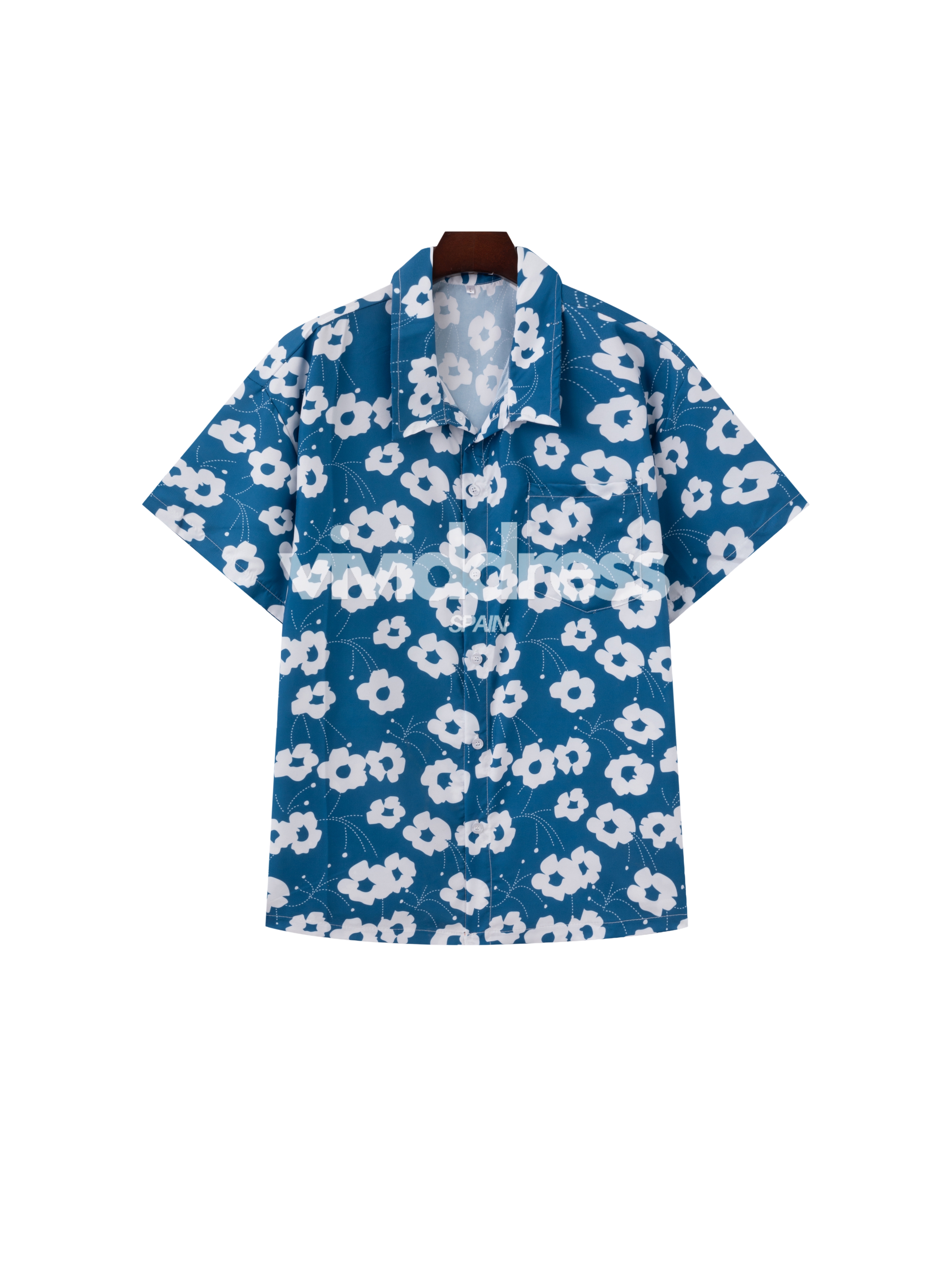 Men's Floral Print Blue Hawaiian Holiday Short Sleeve Shirt