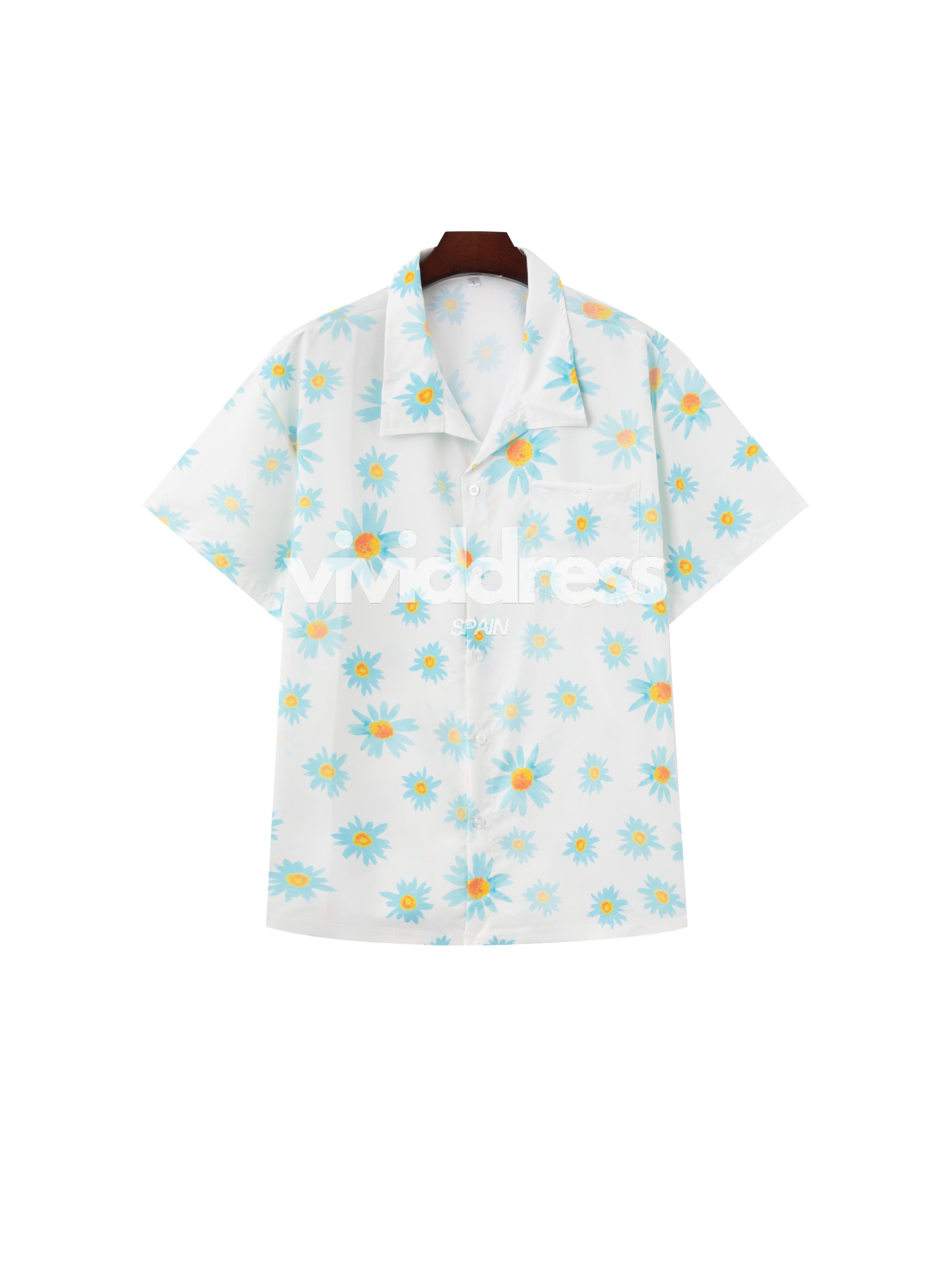 Men's Floral Print White Summer Holiday Short Sleeve Shirt