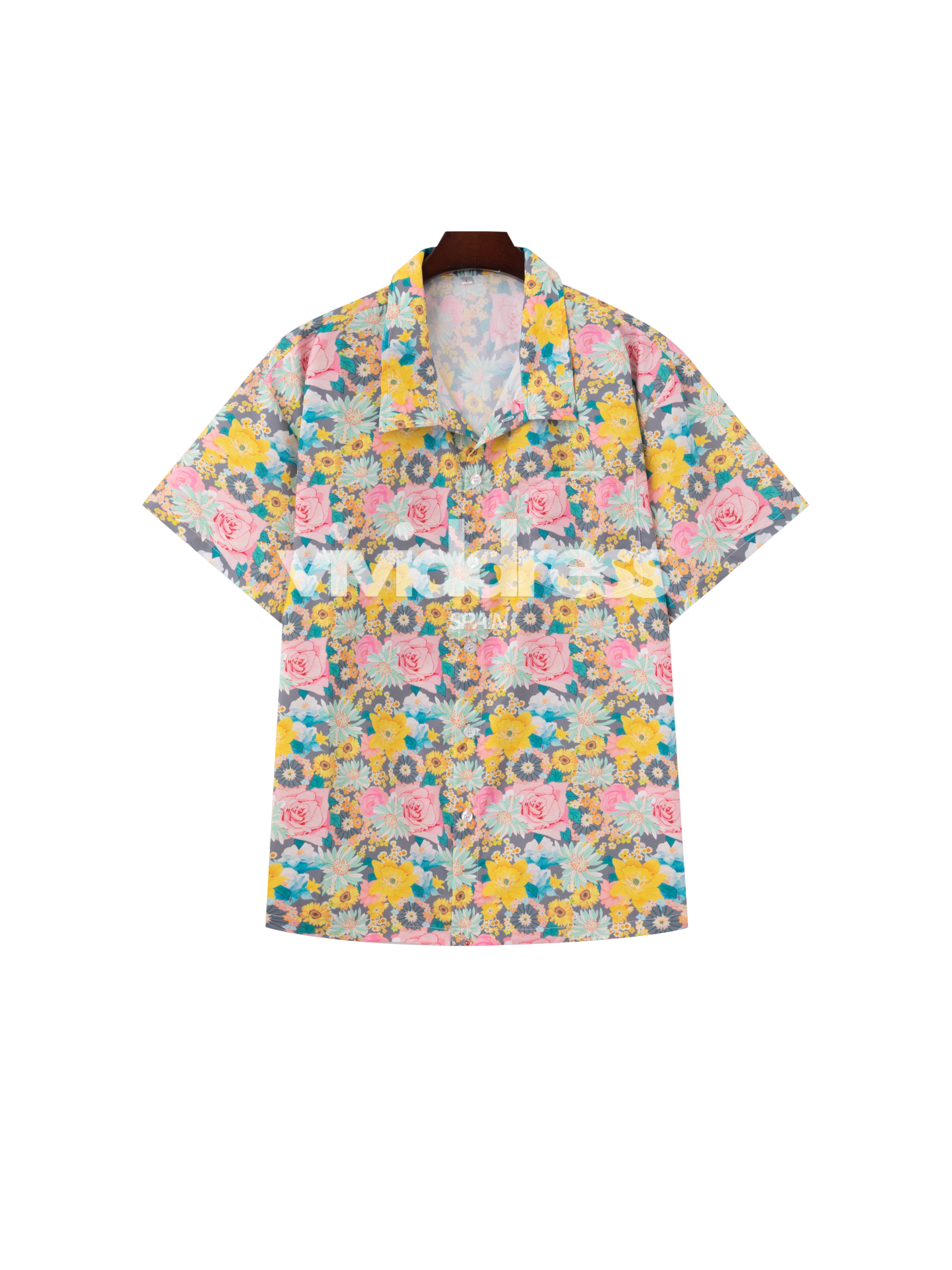 Men's Casual Flower Print Beach Hawaiian Holiday Short Sleeve Shirt